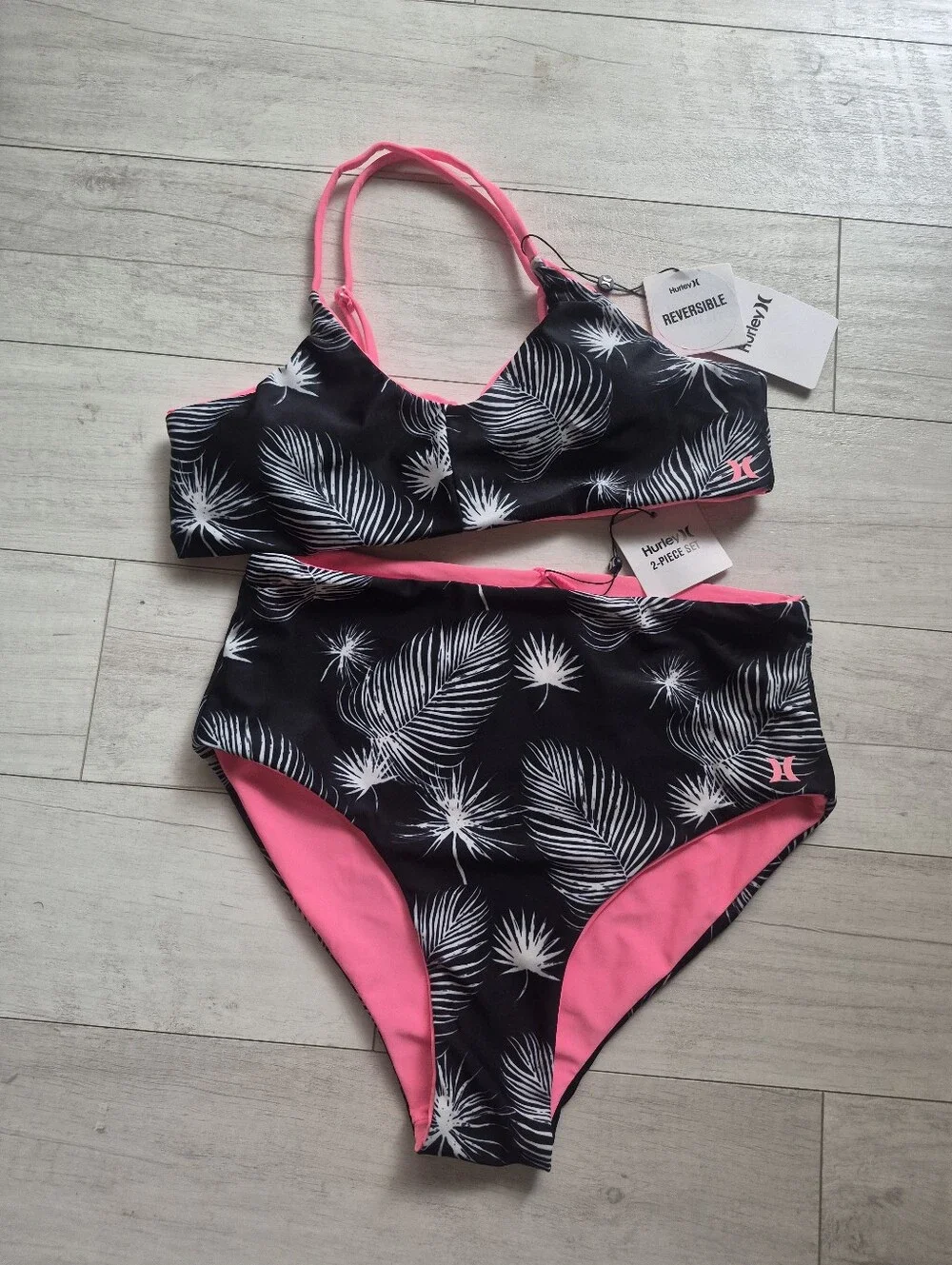 HURLEY NEW Midnight Palms High Waisted Bikini Swimsuit